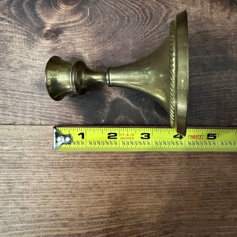 Vintage Solid Brass Taper Candlestick Holder Rope Twist Base READ